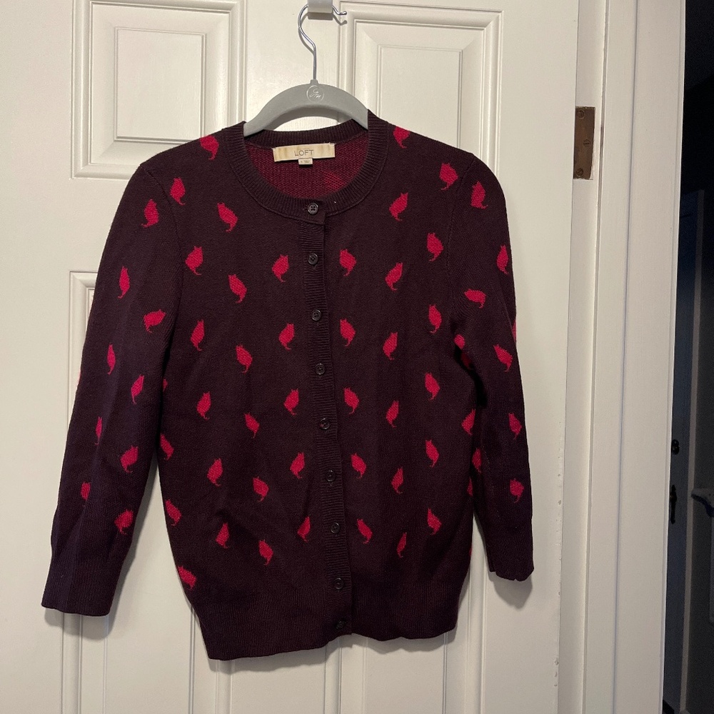 Cat print cardigan